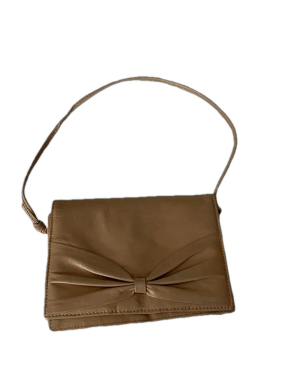 Small tan Rafy vintage flap shoulder bag purse